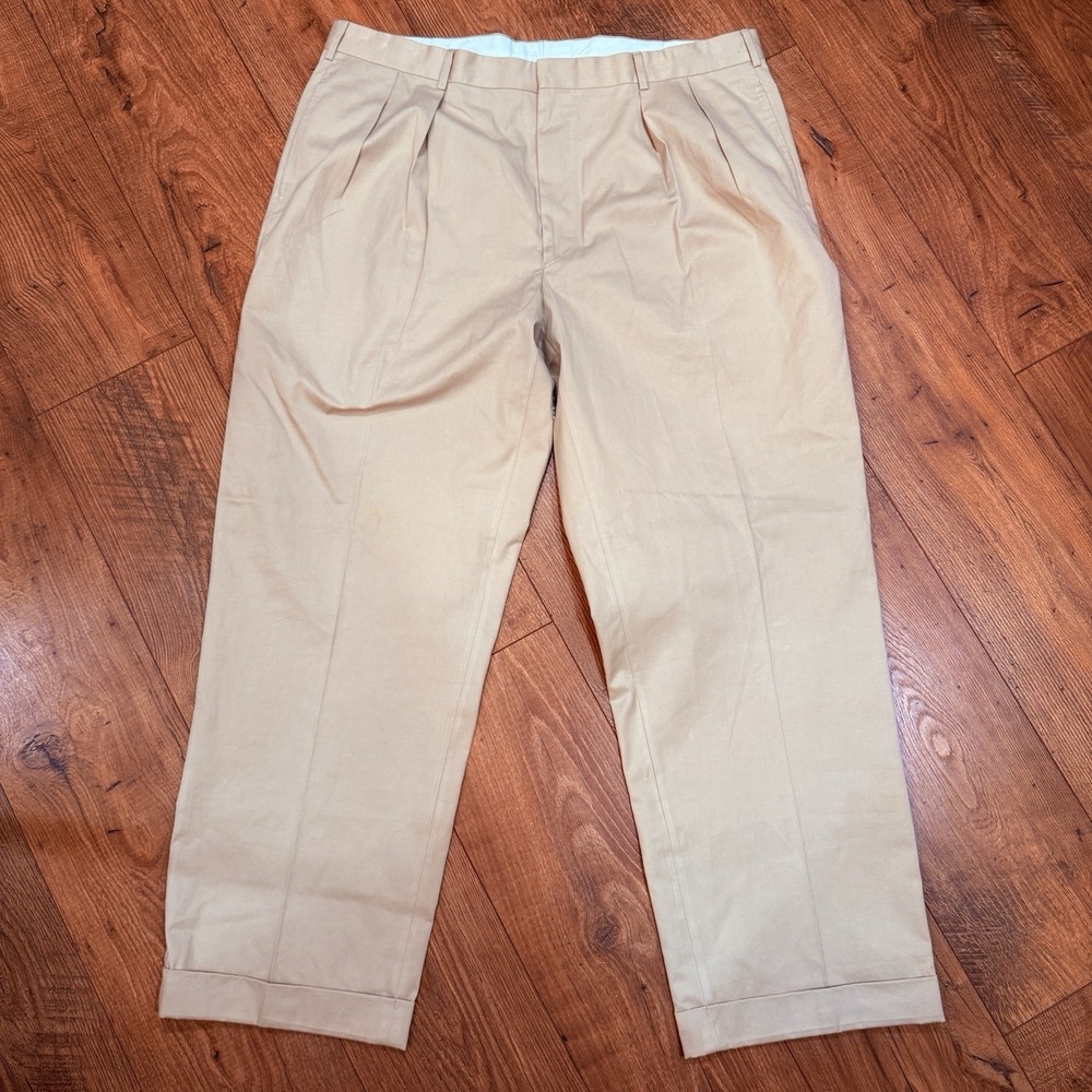 Ralph Lauren Purple Label Tan Pleated Chino Pant Trouser Italy Men Sz 40 *flaws*